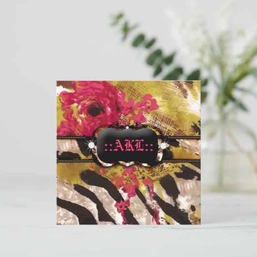 311-Tigress/Zebra-Rose Bachelorette Einladung (Stehend Vorderseite)