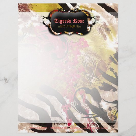 311-Tigress/Zebra-Rosen-Briefkopf Briefbogen (Vorderseite)