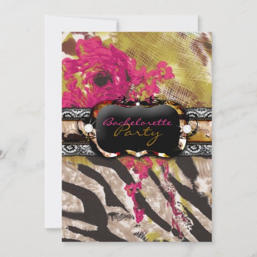 311 Tigresszebra-Rosen-Rosa Einladung (Vorderseite)