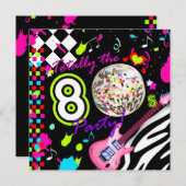 311 Totally the 80er Party Pink Guitar Disco Ball Einladung (Vorne/Hinten)