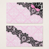 311 Traum in Leopard & Lace Girly Pink Name Card (Vorne & Hinten)