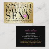 311 Tres schicker Diamant-Herz-Golddamast Visitenkarte (Vorne/Hinten)