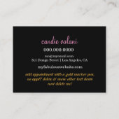 311 Tres schicker Diamant-Herz-Golddamast Visitenkarte (Rückseite)