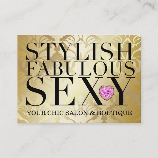 311 Tres schicker Diamant-Herz-Golddamast Visitenkarte (Vorderseite)