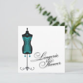 311-Türkis Lingerie Mannequin Einladung (Stehend Vorderseite)