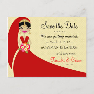 311-UPDO SAVE THE DATE INDIAN BRIDE ANKÜNDIGUNGSPOSTKARTE