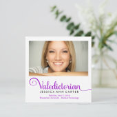 311 Valedictorianischer Royal Lila Abschluss Ankündigung (Stehend Vorderseite)