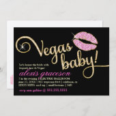 311 Vegas Baby Glitzy Kiss Metallic Einladung (Vorne/Hinten)