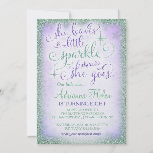 311 Verlasst sie eine kleine Lila Münze Einladung (Vorderseite)