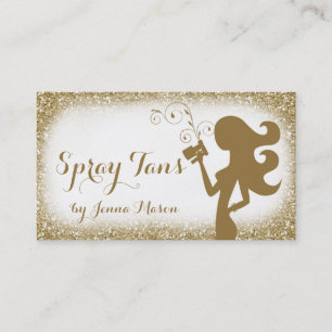 311 Vintage Glam Weiße Sprühbräune-Girl-Glitter Visitenkarte