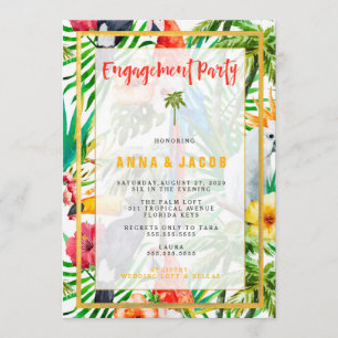 311 Watercolor Tropical Parrot Verlobung Card Ankündigung