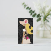 311 Weiß-Bikini-Rosablumenfashionista-Blondine Visitenkarte (Stehend Vorderseite)