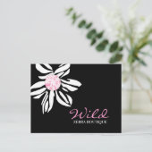 311-Wild-Zebra-Blume | Schwarz-Rosa-Dimaond Postkarte (Stehend Vorderseite)