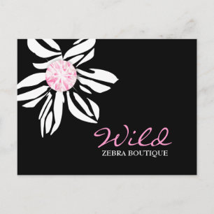 311-Wild-Zebra-Blume Schwarz-Rosa-Dimaond Postkarte