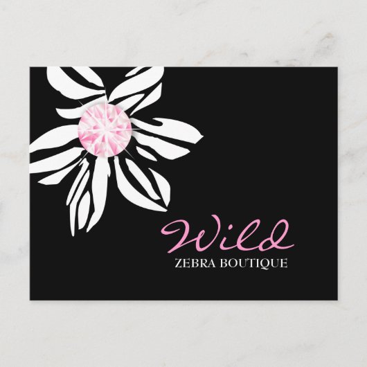 311-Wild-Zebra-Blume | Schwarz-Rosa-Dimaond Postkarte (Vorderseite)