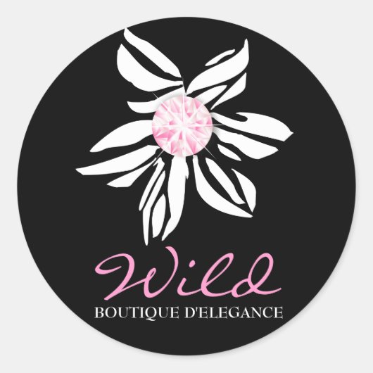 311 Wild Zebra Blume Schwarzer Sticker (Vorderseite)