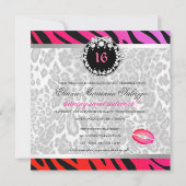311-Zebra-LeoTique Diamonds n' Kisses Sweet 16 Einladung (Rückseite)