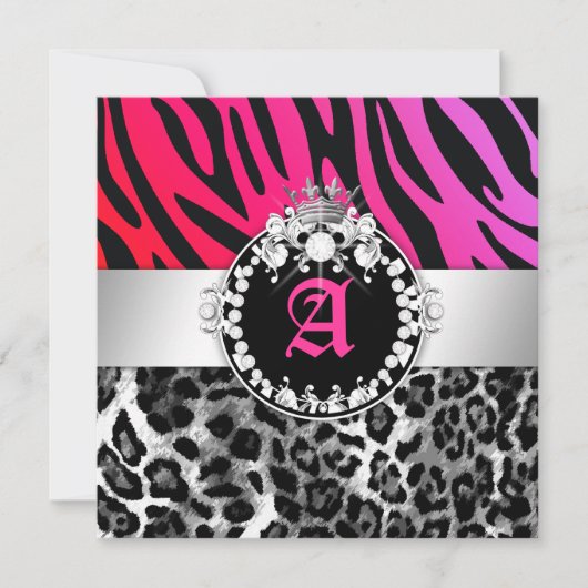 311-Zebra-LeoTique Diamonds n' Kisses Sweet 16 Einladung (Vorderseite)