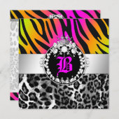 311 Zebra--LeoTiquediamant-Kuss-Neon-Trio Einladung (Vorne/Hinten)