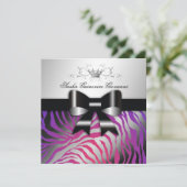 311-Zebra Schimmer Lila Schwarze Strahlung| Süß 16 Einladung (Stehend Vorderseite)
