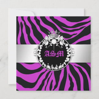 311-Zebra-Tique Diamonds 16 . Geburtstag Wild Lila Einladung