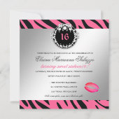 311-Zebra-Tique Diamonds n' Kisses Sweet 16 Rosa 2 Einladung (Rückseite)
