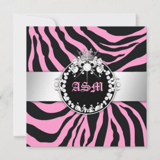 311-Zebra-Tique Diamonds n' Kisses Sweet 16 SPink Einladung