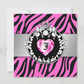 311 Zebra Tique Kiss Queen of Hearts Sweet 16 Einladung