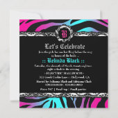 311 Zees Safari Electric Blue Black Stripes Einladung (Rückseite)