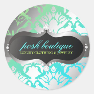 311 Zeopard Sign trifft Damask Shimmer Ozean Limon Runder Aufkleber