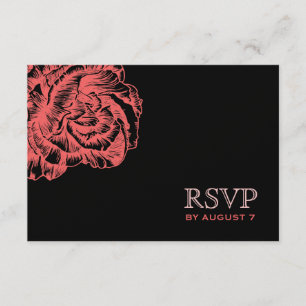 311 Zerzauste Pfingstrose Korallen-Melone & Schwar RSVP Karte