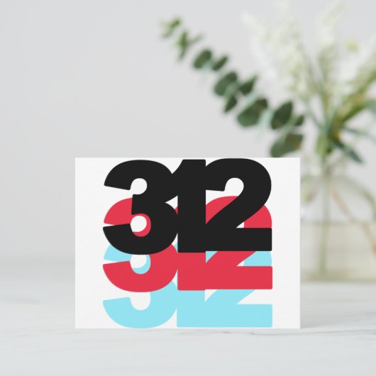 312 Bereichscode Postkarte (Stehend Vorderseite)