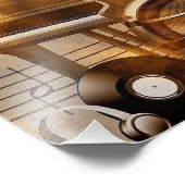 313583 DIGITAL MUSICAL GOLDEN COLLAGE GUITAR PIANO FOTODRUCK (Ecke)