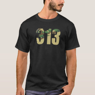 313 Vorwahl Detroit Heimatstadt Camo Tarnung T-Shirt