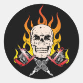 318 Flammenschädel Tattoo Runder Aufkleber (Vorderseite)