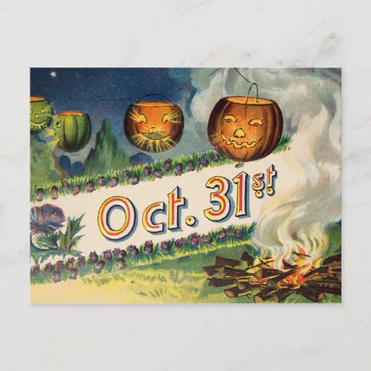 31.10 (Vintage Halloween-Karte) Postkarte (Vorderseite)