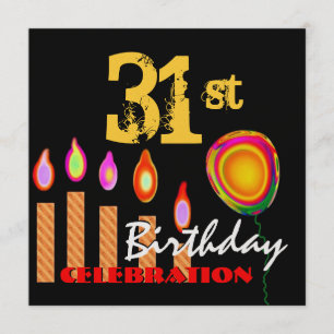 31. Birthday Gold Candles und Balloon Metallic Einladung