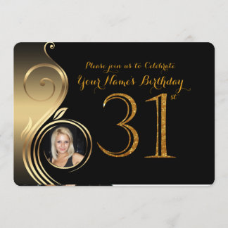 31.,Einladung zum Geburtstag,Nummer Glitzer Gold,F Einladung