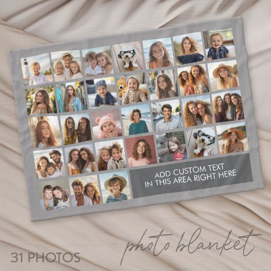 31-Foto-Collage-Raster - Textfeld - grau Fleecedecke