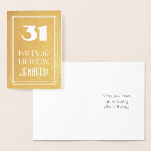 31. Geburtstag ~ Art Deco Stil "31" & Benutzerdefi Folienkarte