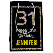 31. Geburtstag: Blumennummer, Individuelle Name, B Mittlere Geschenktüte (Vorderseite)