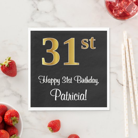 31. Geburtstag ~ Elegante Luxuriöse Imitate Gold L Serviette (Beispiel)