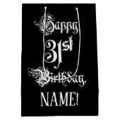 31. Geburtstag: Extravagant, elegant, Script + Ind Mittlere Geschenktüte (Rückseite)