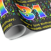 31. Geburtstag: Farbige Musiksymbole, Regenbogen 3 Geschenkpapier (Rolleneckpunkt)