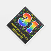 31. Geburtstag - Farbige Musiksymbole, Regenbogen Serviette (Ecke)