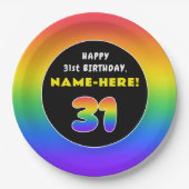 31. Geburtstag: Farbiger Regenbogen # 31, Individu Pappteller (Vorderseite)