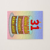 31. Geburtstag: Fun Cake and Candles + Individuell Puzzle (Horizontal)