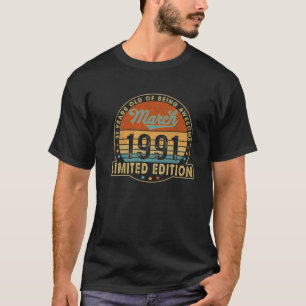 31. Geburtstag Geboren im März 1991 Vintag 31 Jahr T-Shirt