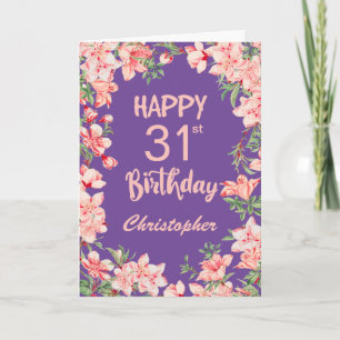 31. Geburtstag Lila Pink Peach Aquarell Floral Karte