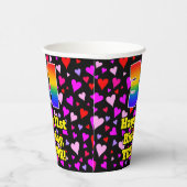 31. Geburtstag: Loving Hearts Pattern, Regenbogen Pappbecher (Rechts)